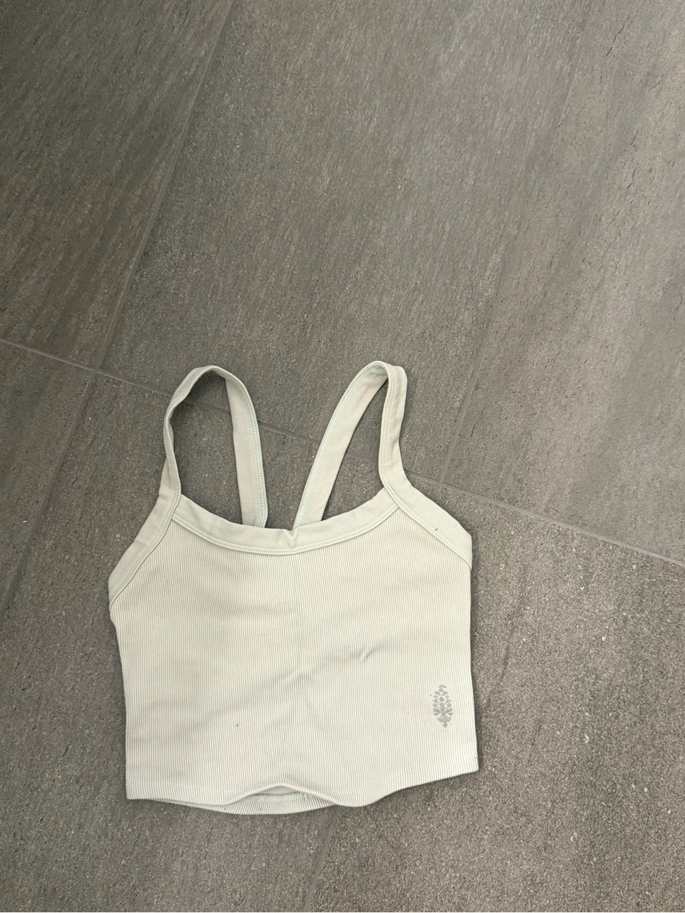 Free People Sage/Light Blue Green Ribbed Cropped Tank